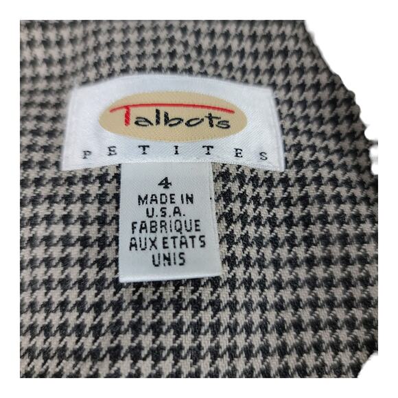 Talbots Brown Black Houndstooth Vintage USA Wool Lined Button Front Dress 4 P - Picture 6 of 7